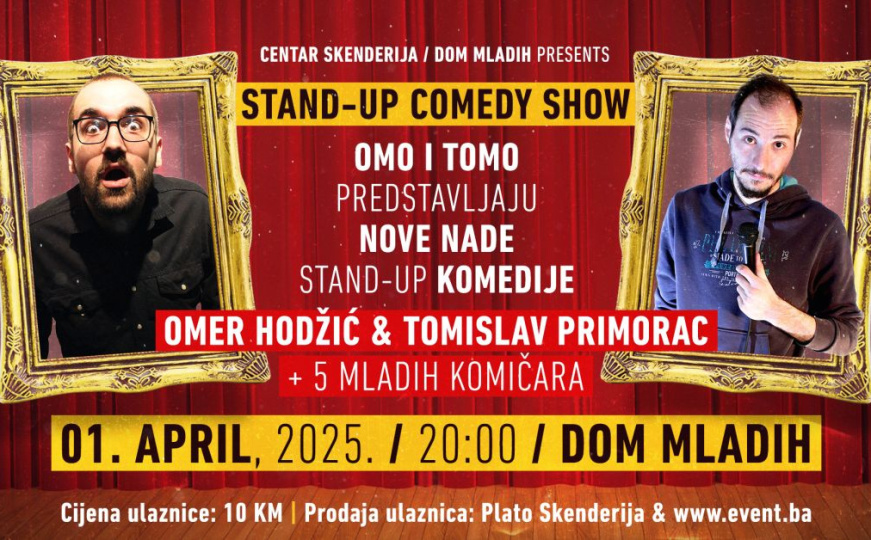 Prvoaprilska stand-up komedija u Domu mladih: Omo i Tomo predstavljaju nove nade
