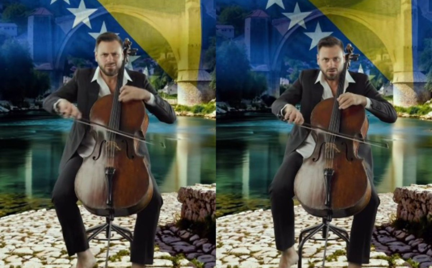 U pozadini zastava BiH: Čuveni virtuoz na violončelu Stjepan Hauser obradio hit Halida Bešlića
