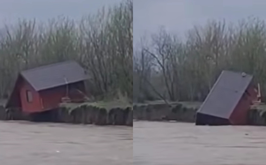 Dramatično stanje u dijelovima BiH: Pogledajte kako je nabujala rijeka odnijela kuću uz obalu