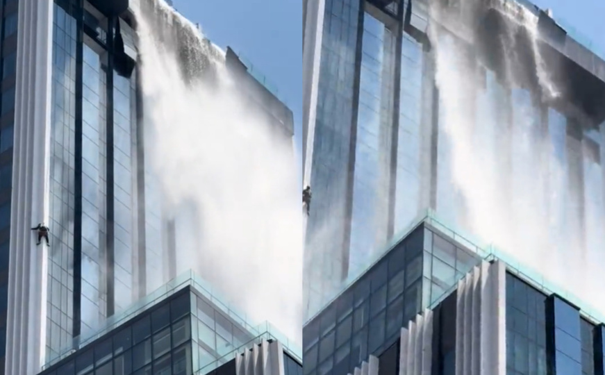 Zastrašujući trenutak: Čistač prozora visio na konopcu sa nebodera tokom zemljotresa u Mijanmaru