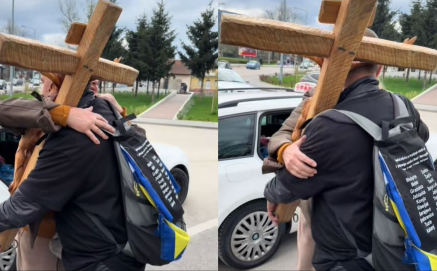 Hodočašće za pomirenje: Žena izašla iz taksija da zagrli Josipa koji pješači s križem kroz BiH