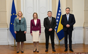 Visoka predstavnica EU stigla u Predsjedništvo BiH: Dočekali je Cvijanović, Komšić i Bećirović