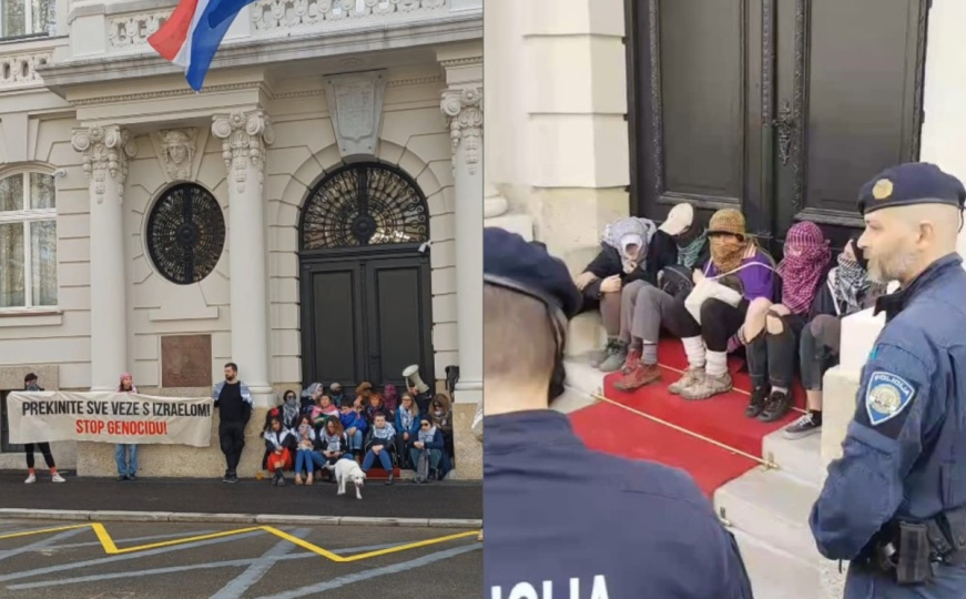 Građani blokirali Ministarstvo u Hrvatskoj: "Hoćemo prekid svih odnosa sa Izraelom"