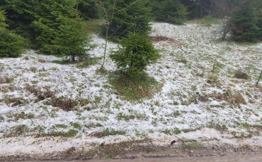 Jako nevrijeme pogodilo ovaj dio BiH: Sve zabijelilo, livade prekrila veća količina leda