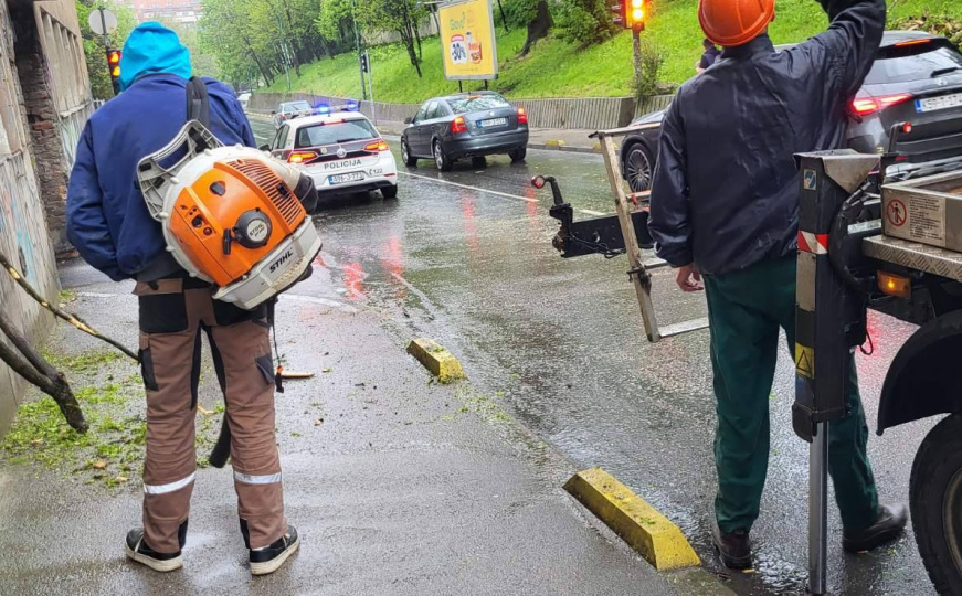 Dvije hitne intervencije: Radnici 'Parka' brzo reagovali i uklonili stabla sa saobraćajnice u centru