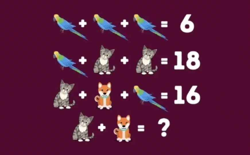 Matematička mozgalica: Koji broj se krije iza svake životinje?