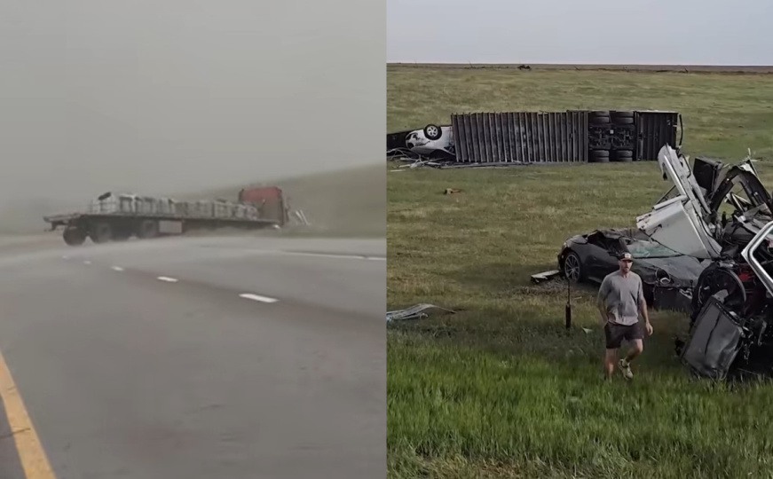 Apokaliptične scene u SAD-u: Ogromni tornado odnio kamion s automobilima, vozač čudom ostao živ