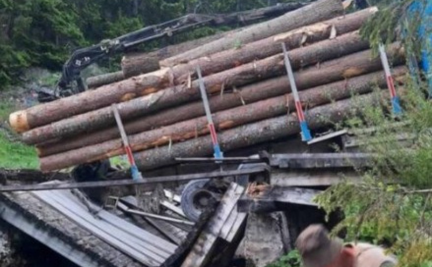 Nesvakidašnja situacija: Kamion natovaren balvanima srušio most u BiH