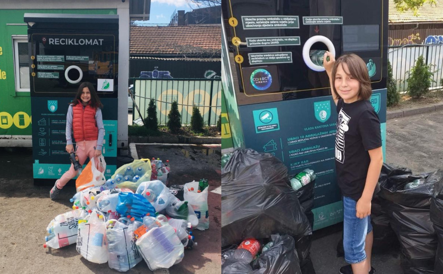Esma i Arman prikupljaju plastične boce i novac od reciklomata donirat će Udruženju Pomozi.ba