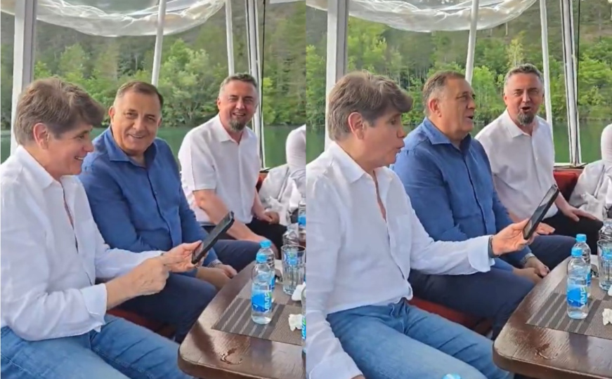"Narodni momci" na Drini: Dodik i Blagojević zapjevali, bivši osuđenik morao čitati tekst s mobitela