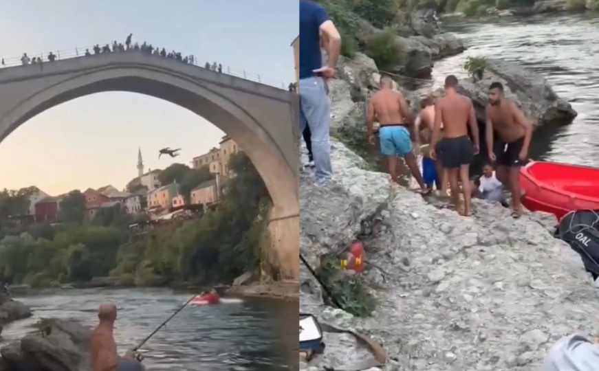 Razbjesnio Mostarce, ignorisao upozorenja: Neodgovoran skok turiste sa Starog mosta
