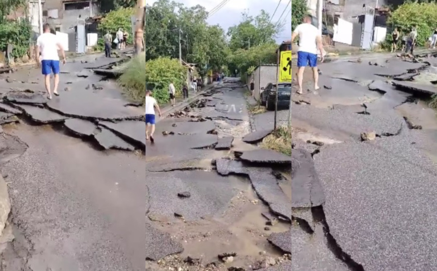 Katastrofalni prizori iz Beograda: Nevrijeme odnijelo asfalt sa ulice