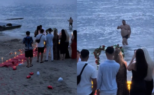 Romantičan trenutak postao komičan: Muškarac "izronio" iz mora tokom zaruka i nasmijao mnoge