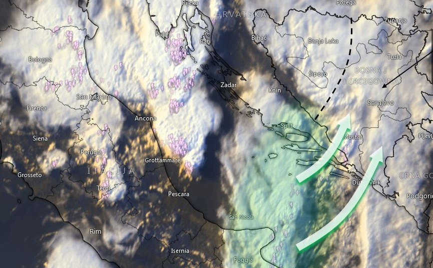 BH Meteo upozorava: Jača kiša praćena grmljavinom će u narednim satima postepeno zahvatiti BiH