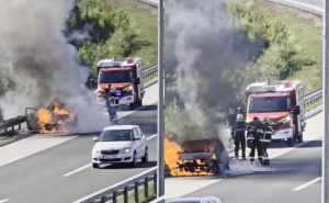 Na autoputu Banja Luka – Prnjavor zapalio se automobil: Vatra u potpunosti progutala vozilo