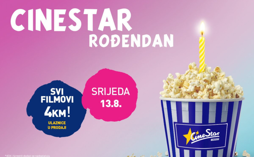 August u CineStaru: Rođendansko slavlje širom BiH za 4KM i blockbusteri u pola cijene u Sarajevu!