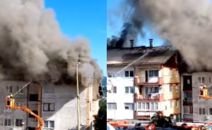 Veliki požar u Vlasenici: Gori zgrada, vatrogasci na terenu