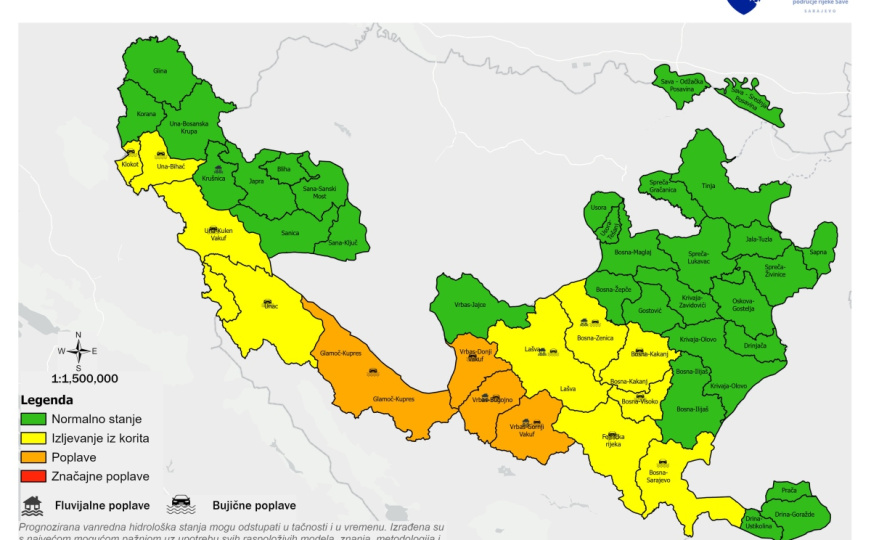 Agencija upozorila na moguće poplave u BiH: Pogledajte mapu ugroženih područja