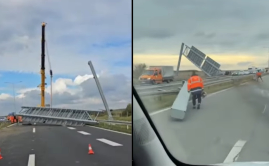 Teška nesreća kod Beograda: Ogromna konstrukcija s putokazima pala na autoputu u Srbiji
