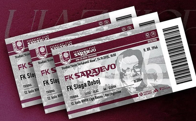 FK Sarajevo na još jedan način odao počast Halidu Bešliću: Lik muzičke legende na ulaznicama