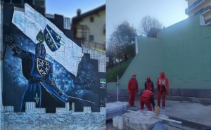 Cazin obrisao viteza: Uklonjen mural sa zastavom RBiH, građani ogorčeni, vlast tvrdi da uređuju zid