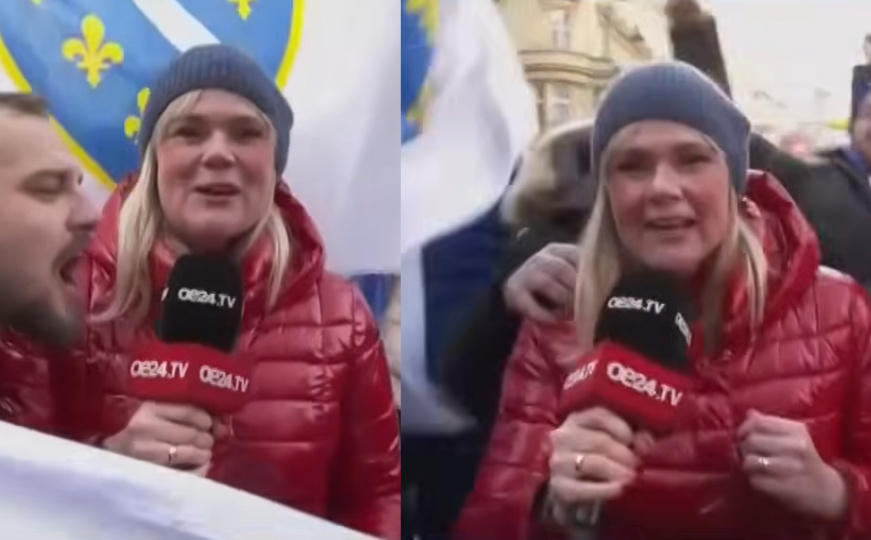 Bh. navijači glavna vijest u Austriji: Voditeljicu ogrnuli zastavom, pa zapjevali