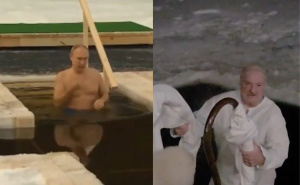 Putin i Lukašenko se pridružili obredu tradicionalnog kupanja: Uronili u ledenu vodu i prekrstili se