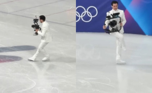 Lagani pokreti na ledu u bijelom odijelu: Snimatelj postao zvijezda Zimskih olimpijskih igara