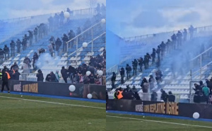 Prekinut meč u Novom Pazaru u prvoj minuti: Navijači Crvene zvezde vrijeđali i bacali petarde