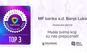 Veliki uspjeh domaće banke: MF banka među TOP 10 najpoželjnijih poslodavaca u BiH