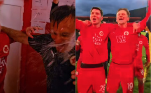 Ludilo na stadionu Rođeni: Ovako su igrači i Rahimić proslavili plasman Veleža u Europu