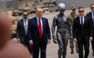Donald Trump objavio bizarnu sliku kako šeta pored zarobljenog vanzemaljca