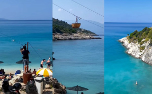 Turistička atrakcija: Kafić na plaži piće dostavlja u košari koja se spušta do obale pomoću užeta