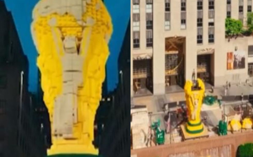 Pogledajte čudo od 1,36 miliona kockica: Džinovski Lego trofej Mundijala osvanuo u New Yorku