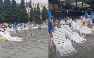 Ležaljke završile u moru: Neobičan prizor na prepunoj plaži u Neumu privukao pažnju