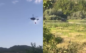 Helikopter MUP-a RS-a pomaže u gašenju požara kod Konjica: Snimljen trenutak zahvatanja vode