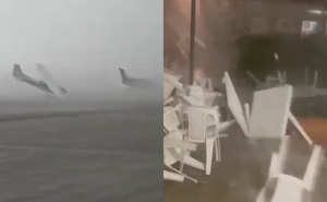 Snažna oluja u Italiji: Vjetar puhao 120km/h, nosio sve pred sobom pa čak i avione sa staze