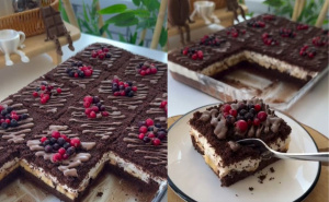 Kolač "Krtica" iz tepsije: Sočan čokoladni desert s bananama i kremom