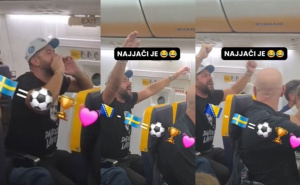 "Ljiljani" nadjačali navijanje Šveđana: Pogledajte atmosferu u avionu pred večerašnju utakmicu