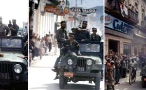  / "Barbudos" revolucionari, predvođeni Castrom, ulaze u grad Cienfuegos 1959. godine u zarobljenom džipu Willys M38A