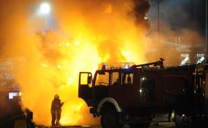 Foto: RAS Srbija / Autobus Crvene Zvezde u plamenu