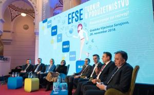 Foto: EFSE /  Pod okriljem EFSE turnira u poduzetništvu, danas je u Vijećnici upriličena dodjela sredstava poduzetnicima iz inkubatora Fondacije Mozaik i Sarajevske regionalne razvojne agencije SERDA