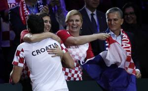 Foto: EPA-EFE / Veliko slavlje tenisera Hrvatske u Lilllu protiv Francuske 