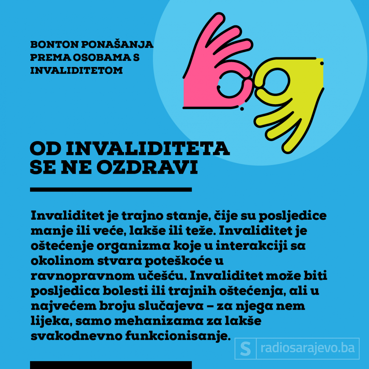 Ilustracija: Azra Kadić, Radiosarajevo.ba /Bonton ponašanja prema osobama s invalididtetom 