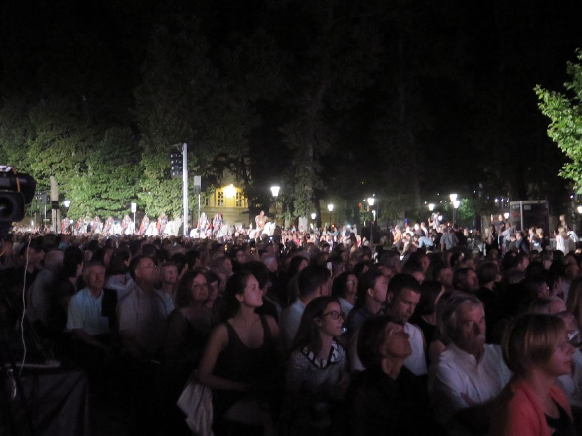 Ljetni festival Ljubljana/Opera Aida - konjanici među mnogobrojnom publikom 