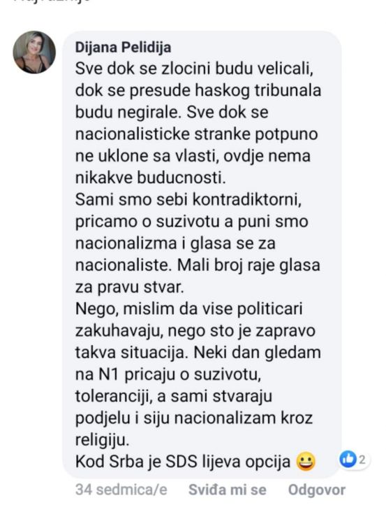 Screenshot/Screenshotovi komentara učiteljice Dijane Pelidije