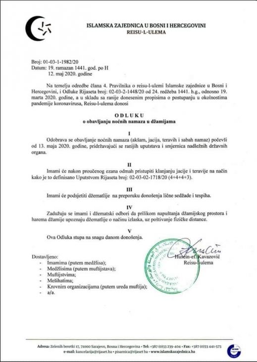 Odluka reisa Kavazovića - undefined