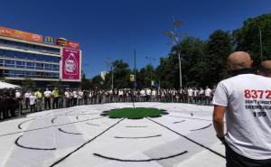 Foto: A. K. / Radiosarajevo.ba / U centru Sarajeva postavljen Cvijet Srebrenice