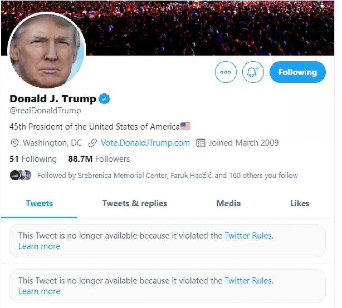 Twitter nalog Donalda Trumpa - undefined
