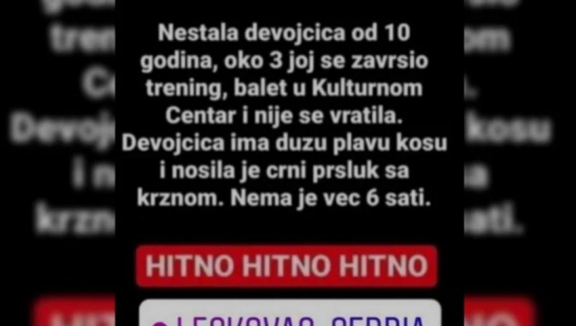 Lažna vijest o nestanku djevojčice - undefined